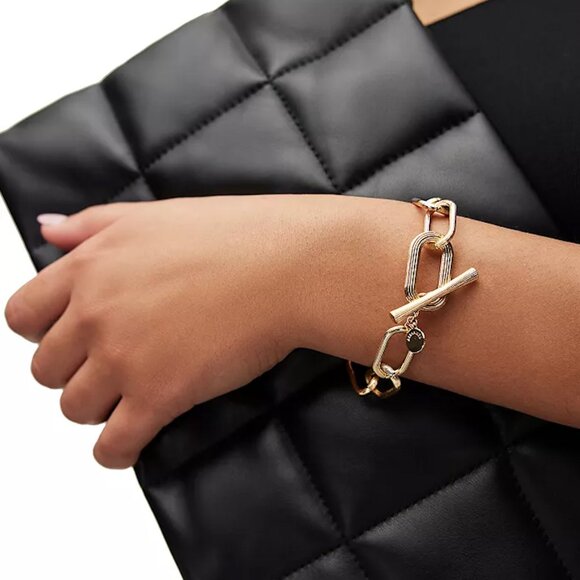AllSaints Gold Bamboo Link Bracelet $79 NWOT - Picture 1 of 3